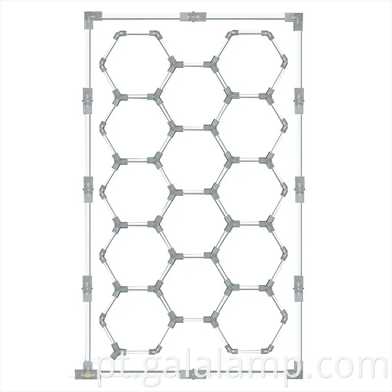 Sistema de grade de iluminação de garagem LED hexagonal para iluminação superior